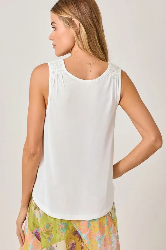 Modal Smocked Shoulder Tank Top - 2 Colors!