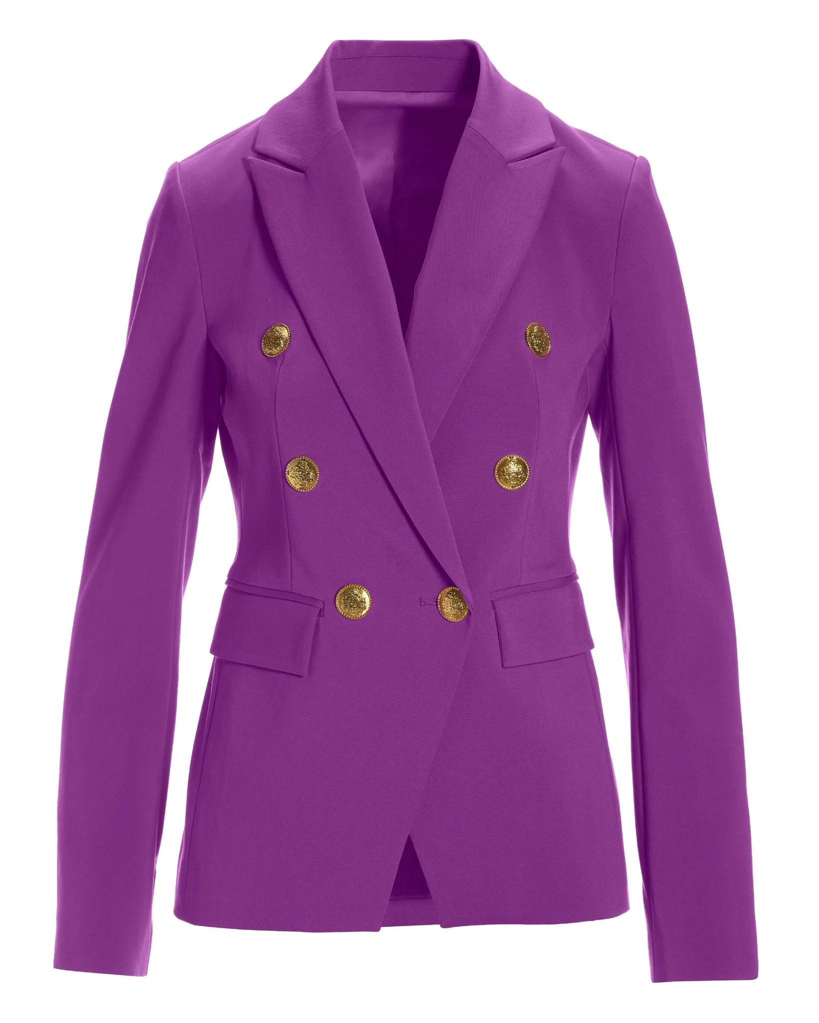 Modern Double-Breasted Blazer Purple Cactus Flower