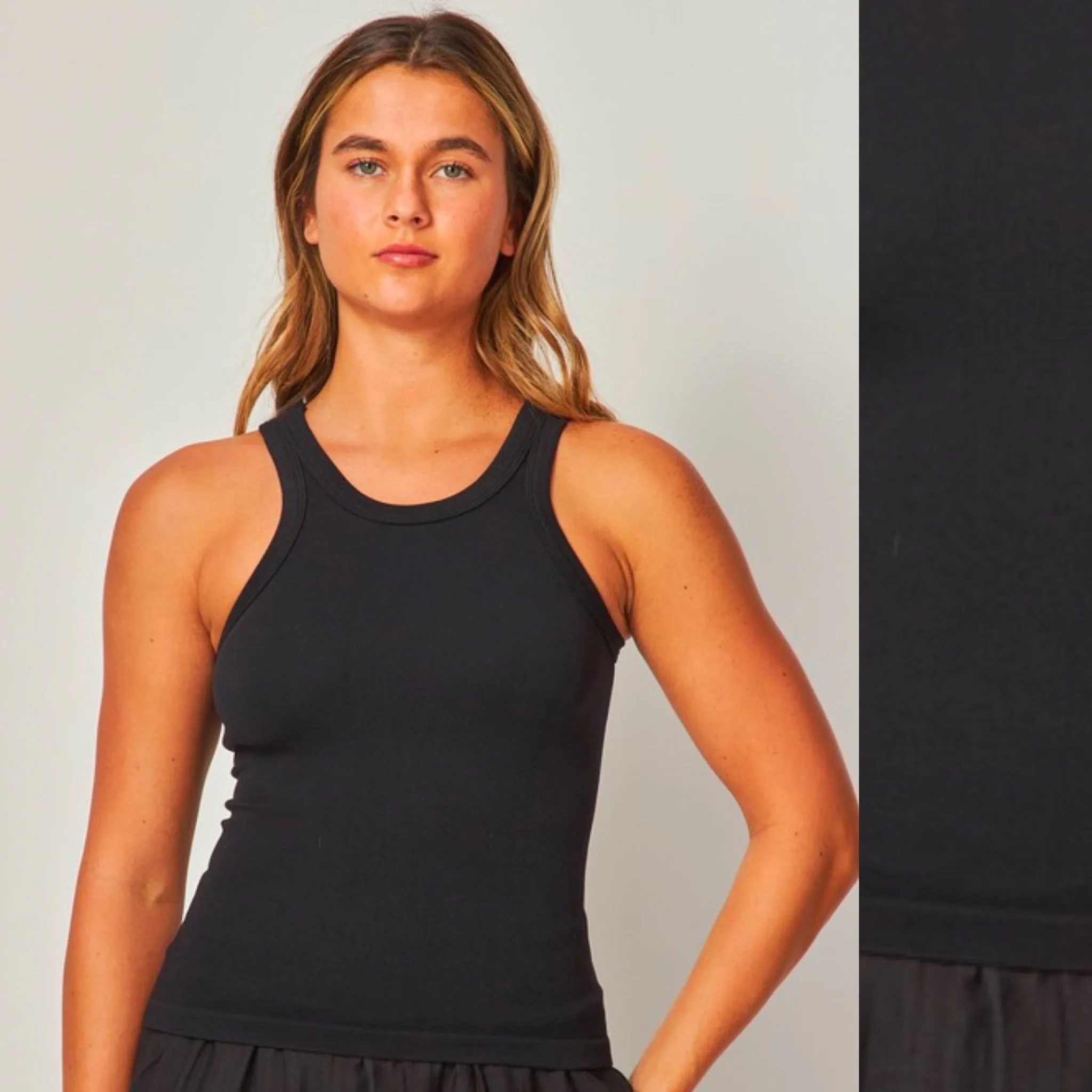 Motocity Ribbed Tank Top - Black