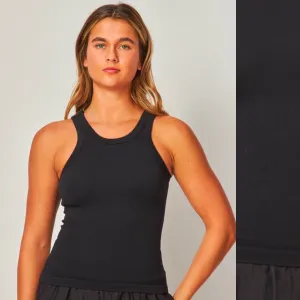 Motocity Ribbed Tank Top - Black