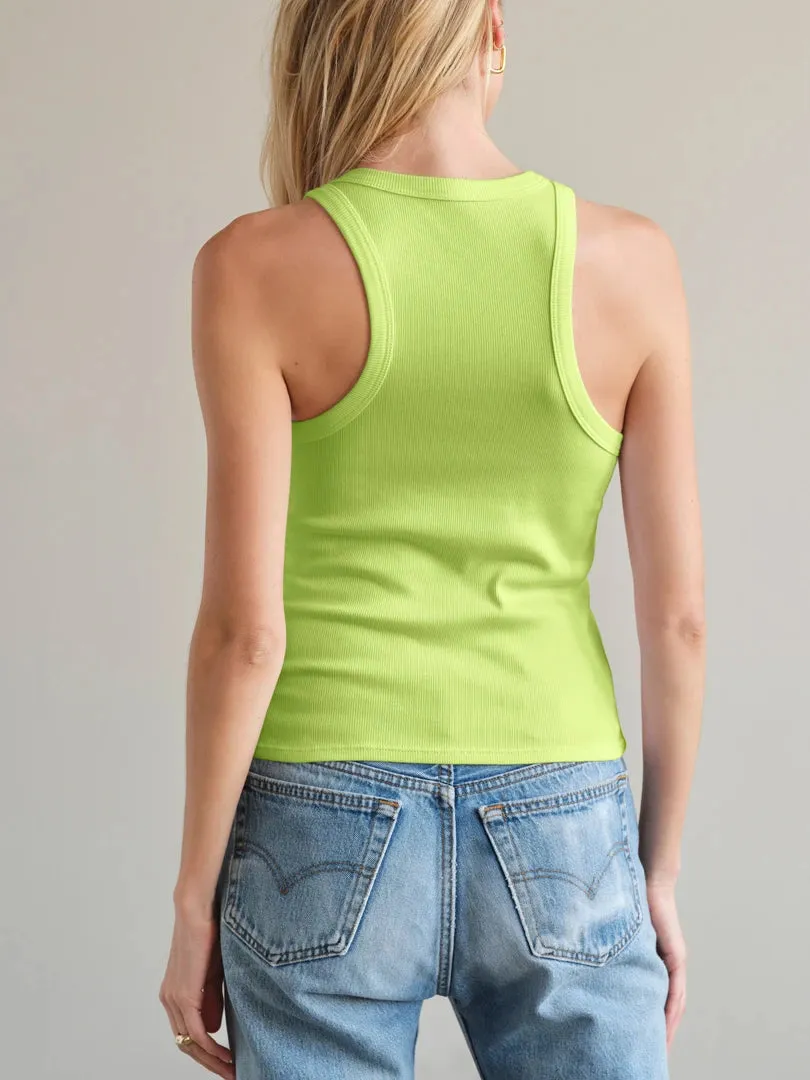 MYLES PRICE Ribbed Racer Tank