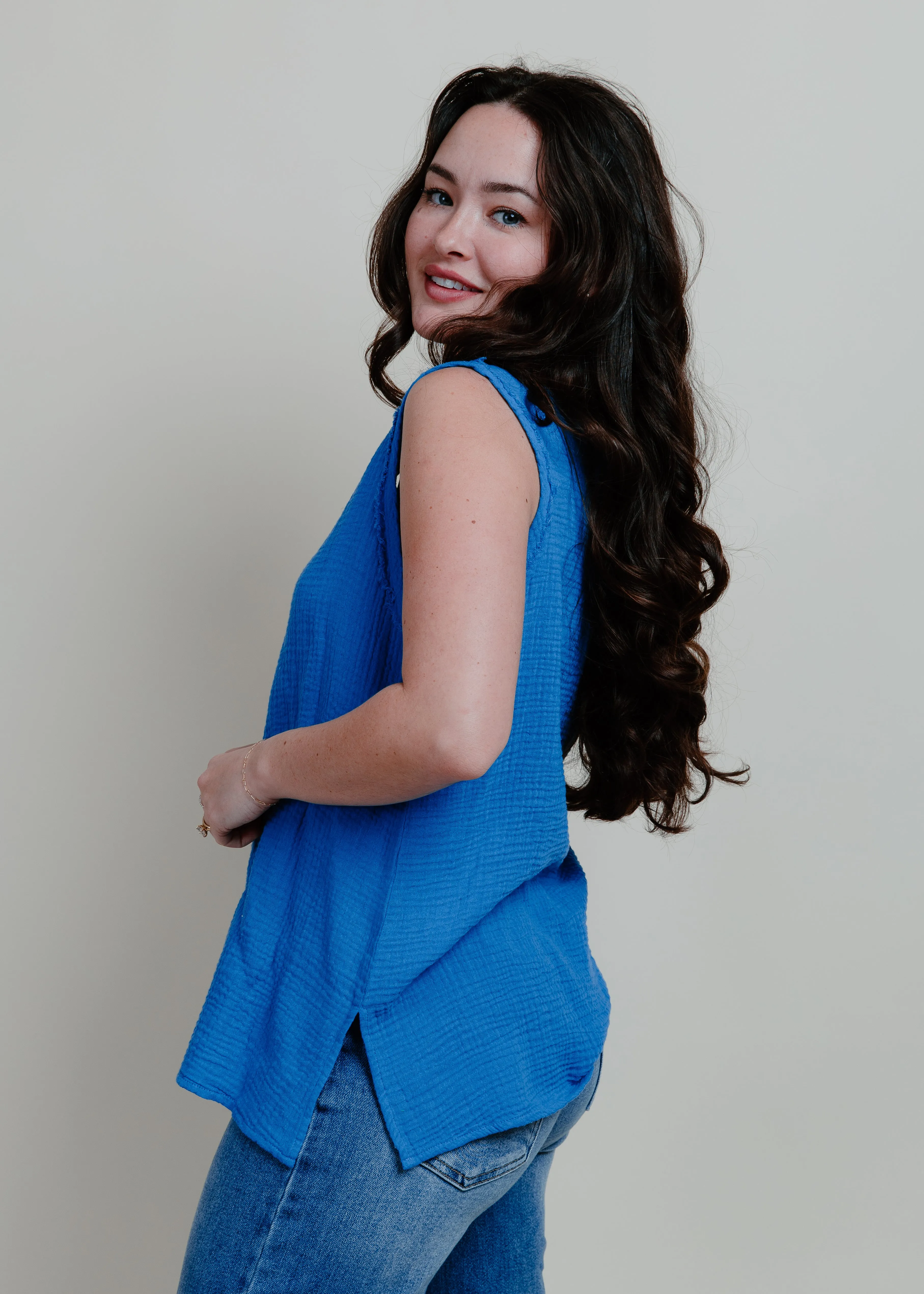 Natalie Basic Tank - Blue