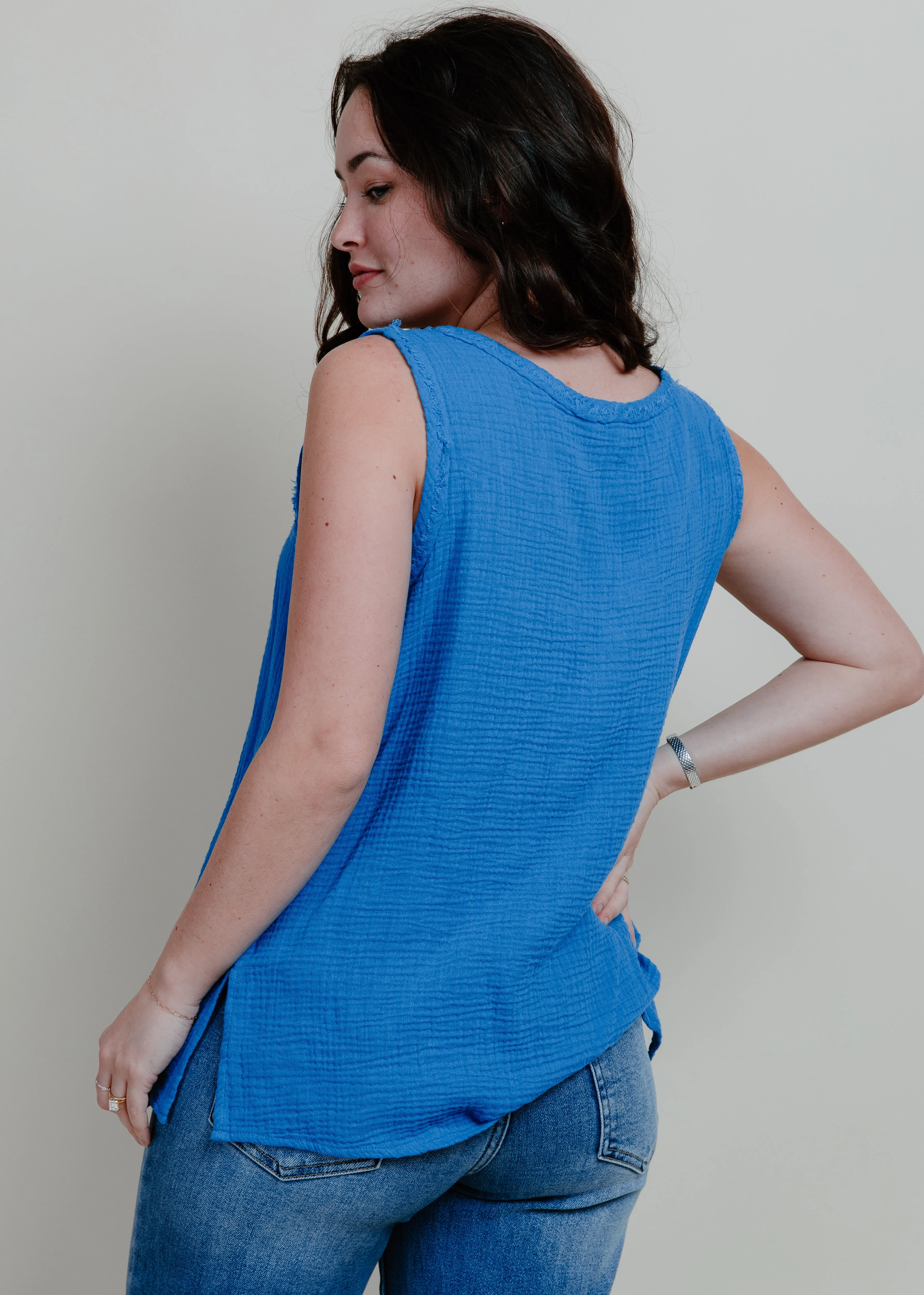 Natalie Basic Tank - Blue