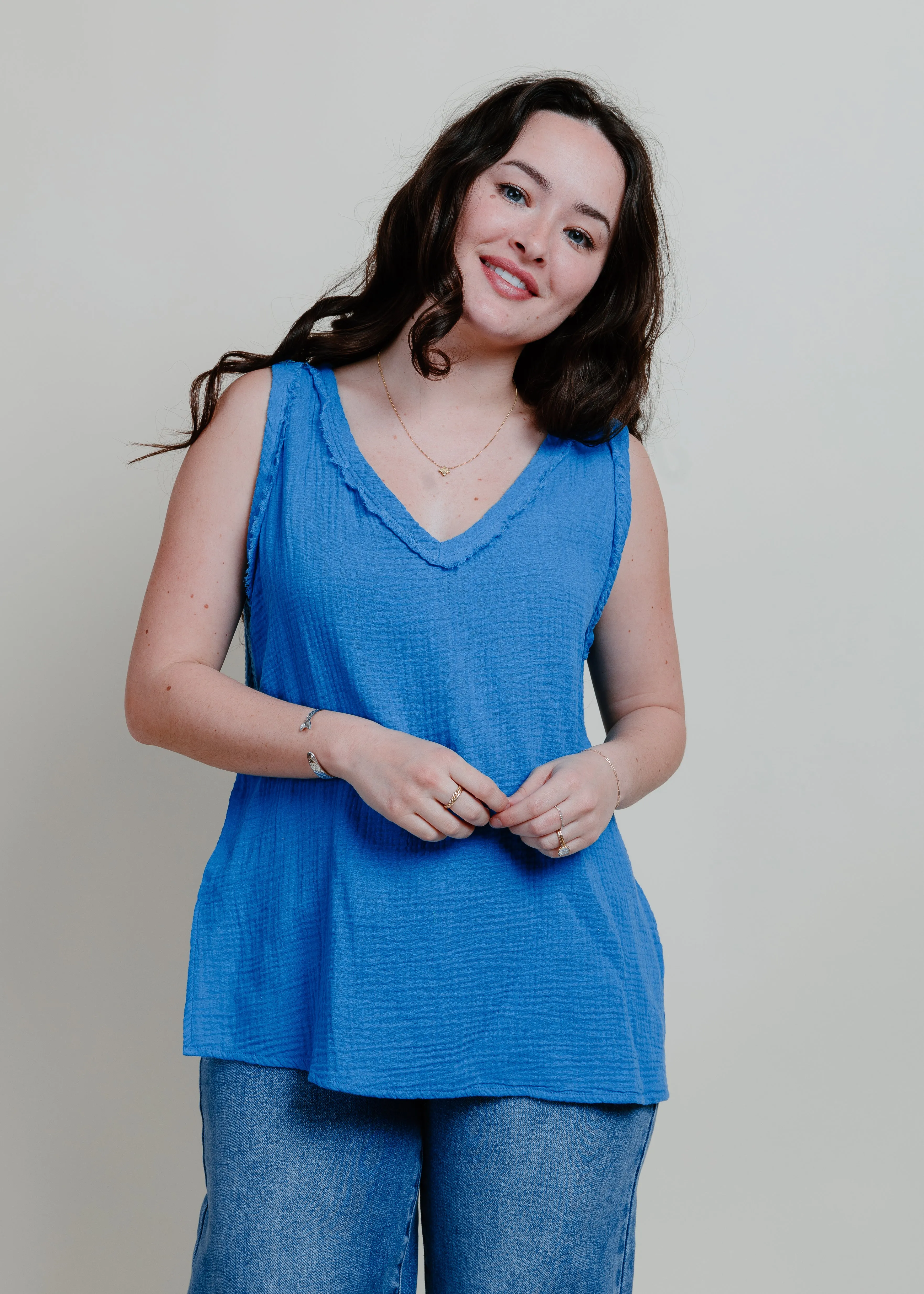 Natalie Basic Tank - Blue