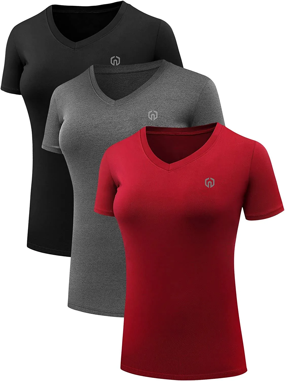Neleus Women's 3 Pack Compression Workout Athletic Shirt