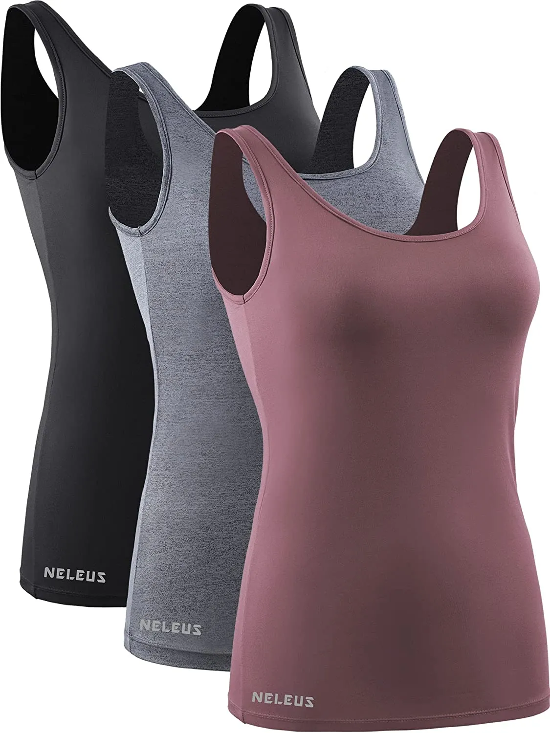 Neleus Women's 3 Pack Compression Workout Athletic Shirt