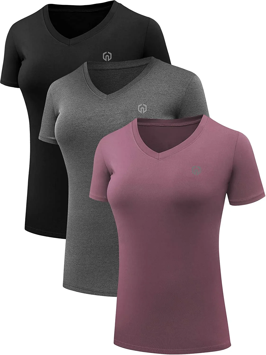 Neleus Women's 3 Pack Compression Workout Athletic Shirt