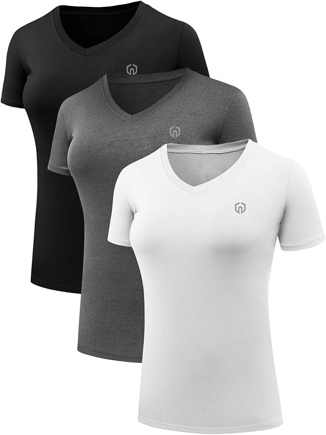 Neleus Women's 3 Pack Compression Workout Athletic Shirt