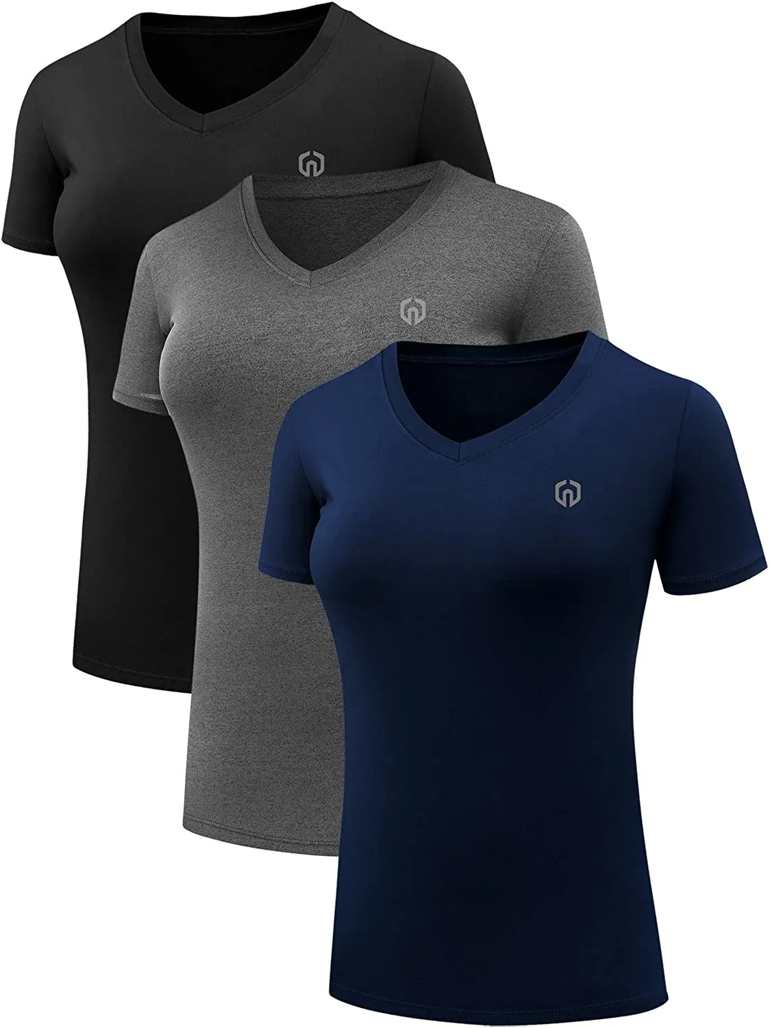 Neleus Women's 3 Pack Compression Workout Athletic Shirt