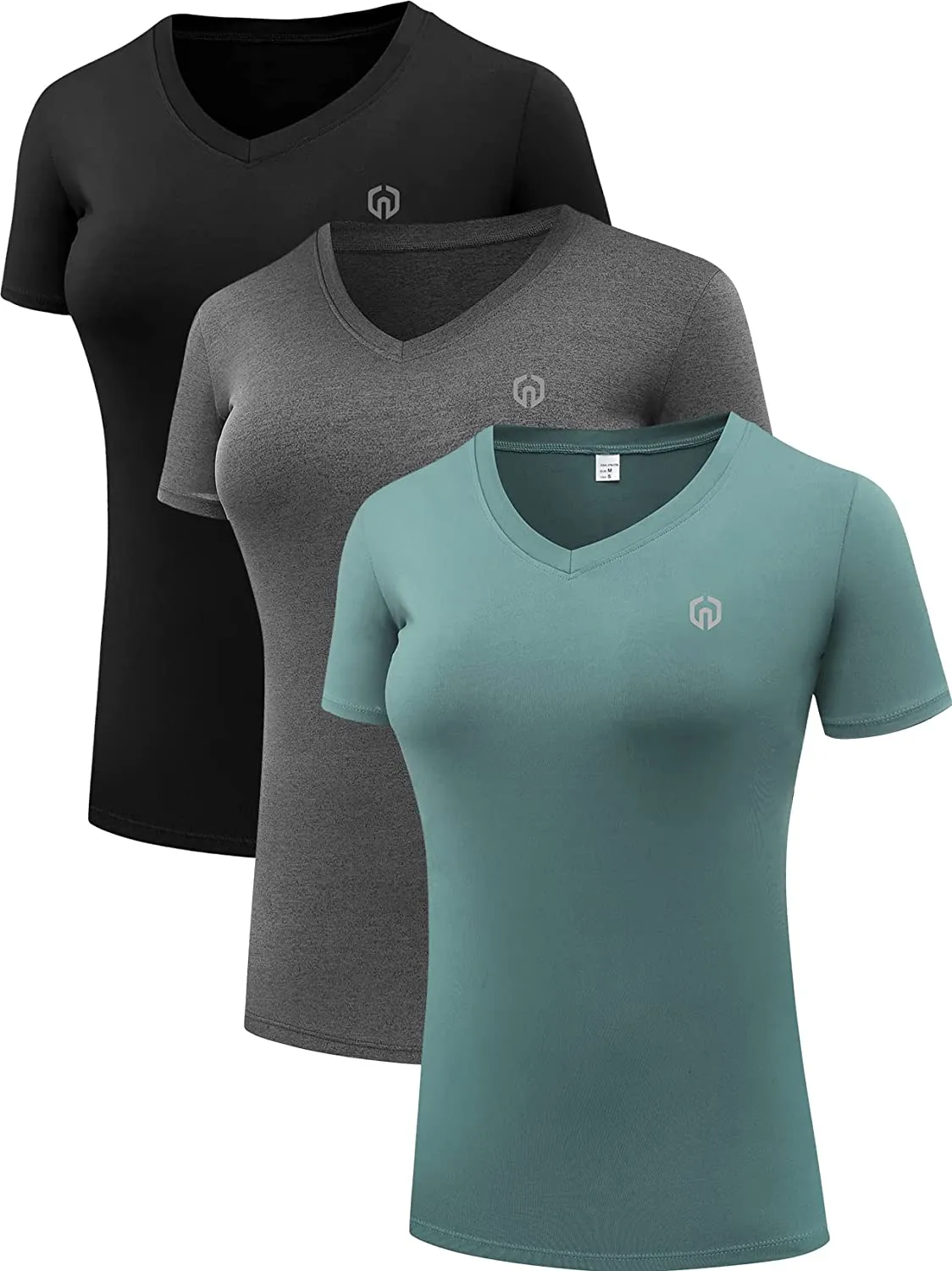 Neleus Women's 3 Pack Compression Workout Athletic Shirt