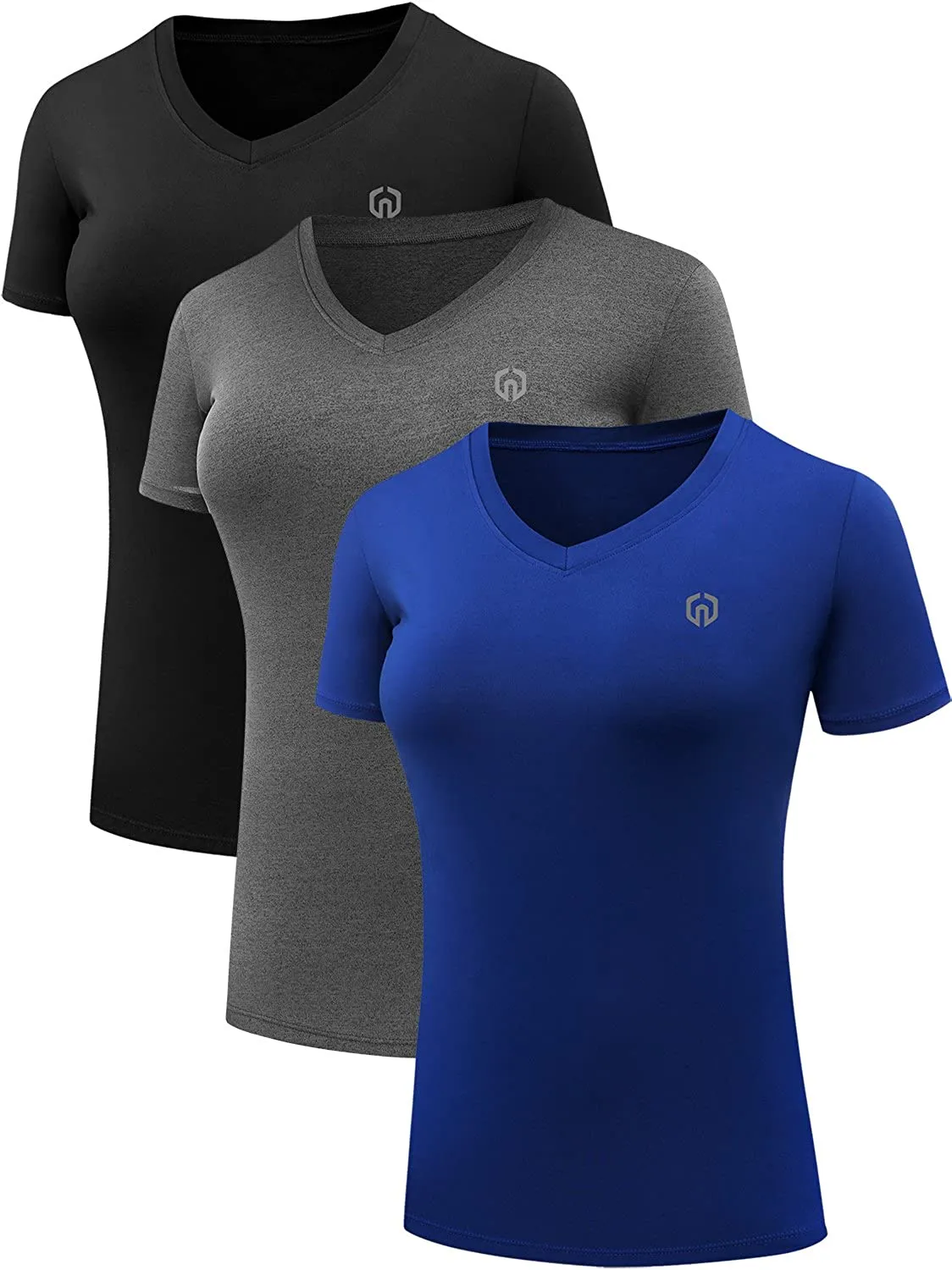 Neleus Women's 3 Pack Compression Workout Athletic Shirt