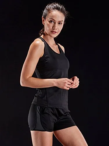NELEUS Women's 3 Pack Compression Workout Long Tank Top,Black,Grey,White,3XL