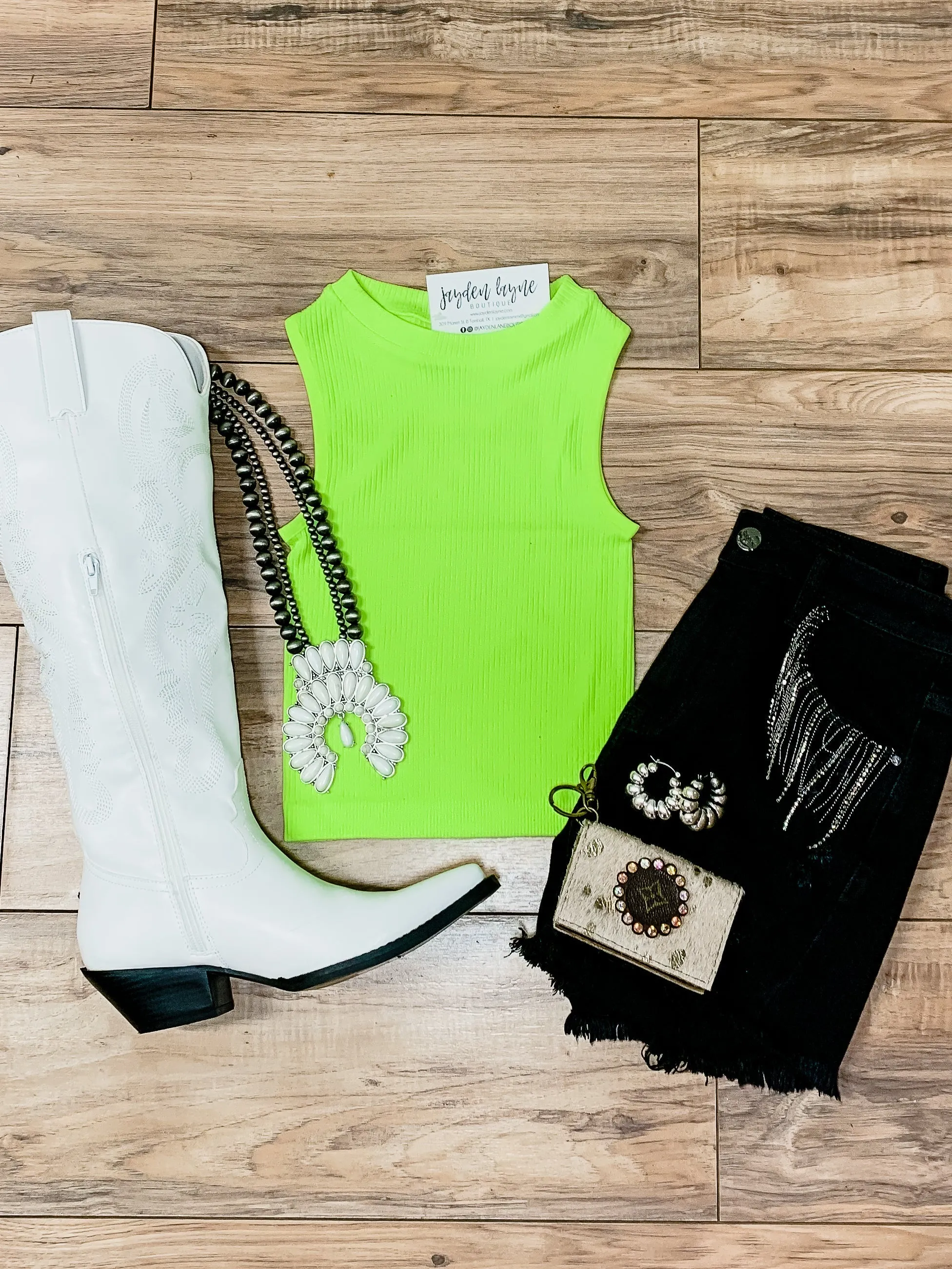 Neon Yellow Seamless High Neck Crop Tank