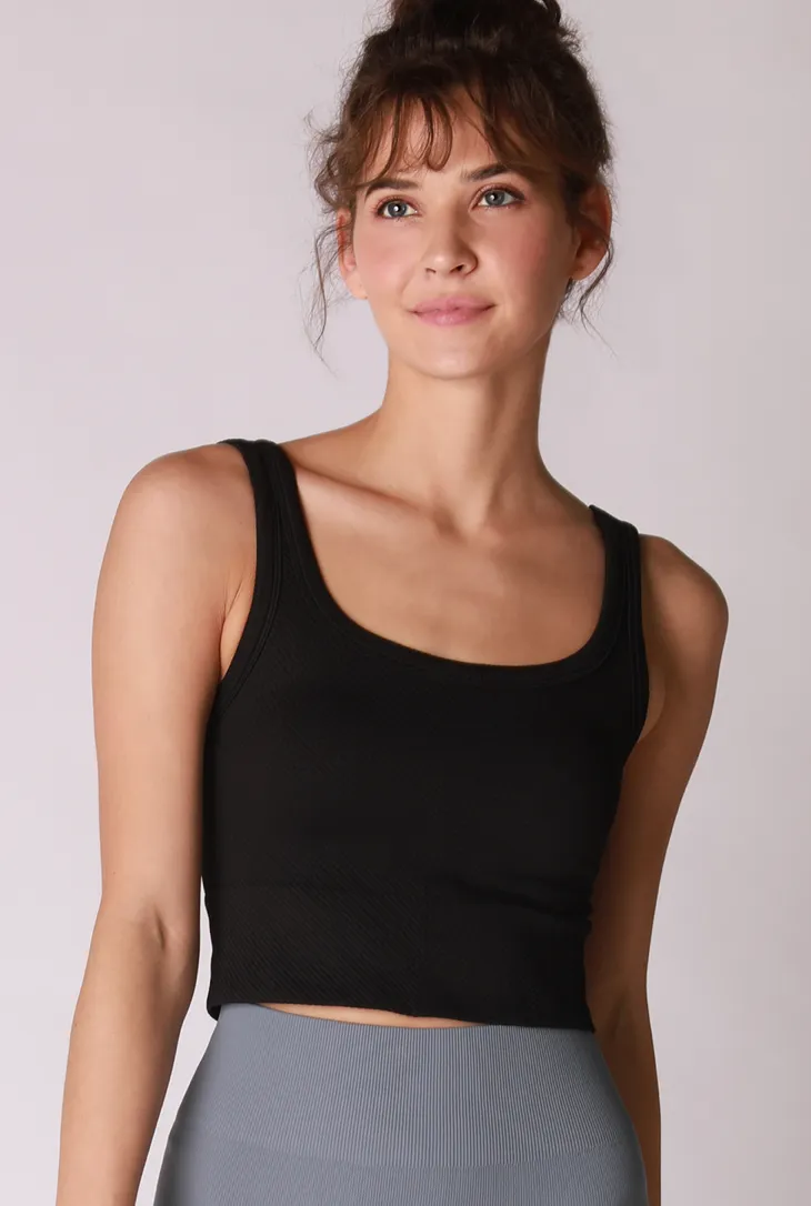 Niki Biki Chevron Ribbed Crop Top