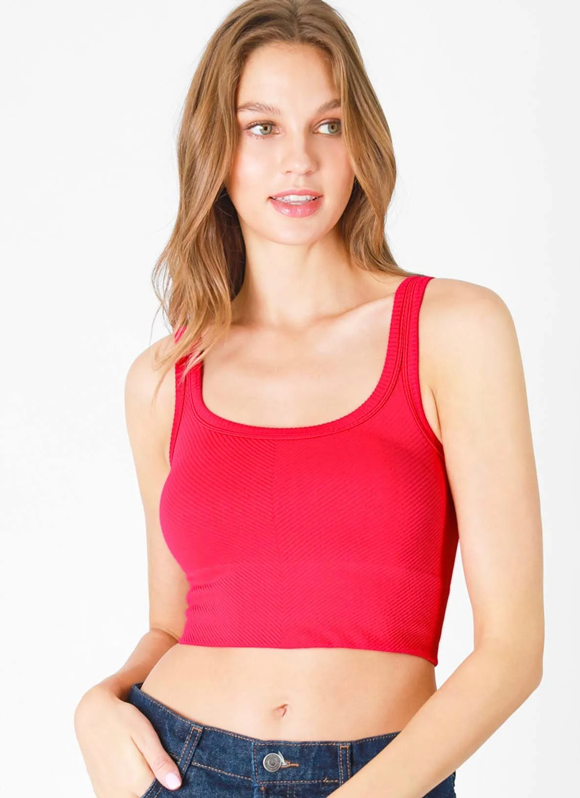 Niki Biki Chevron Ribbed Crop Top