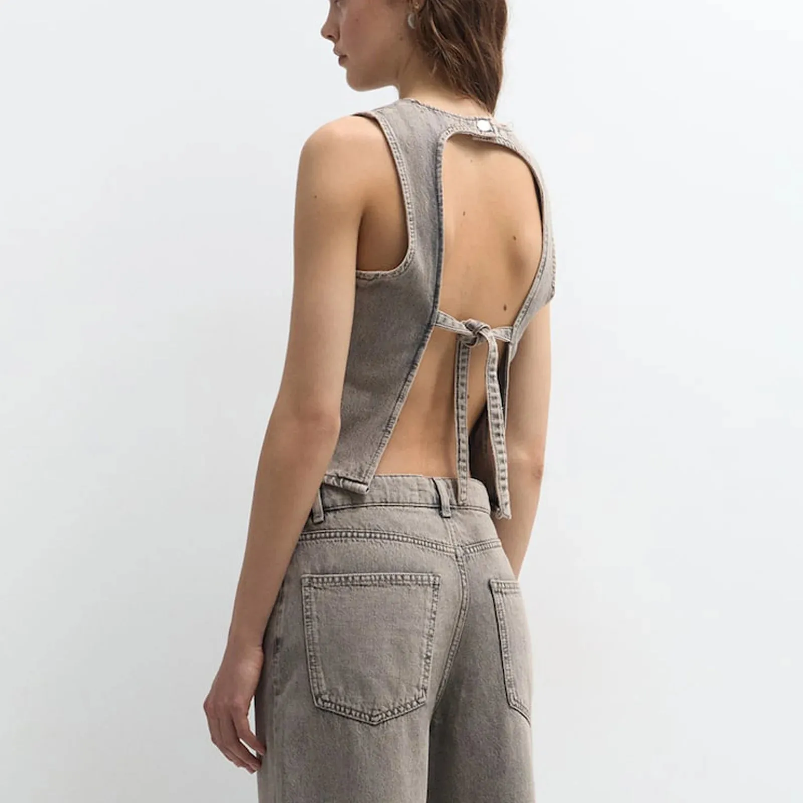 Noa Open-Back Denim Top