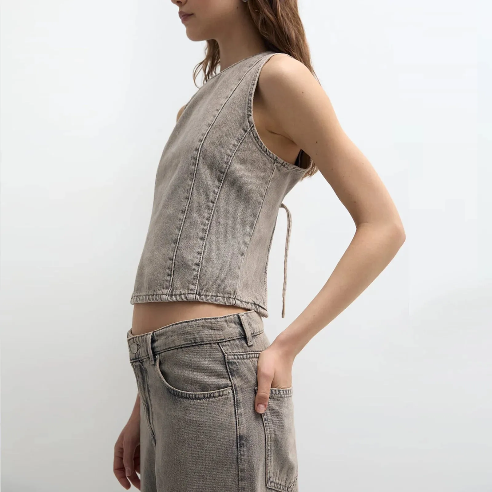 Noa Open-Back Denim Top
