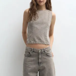 Noa Open-Back Denim Top
