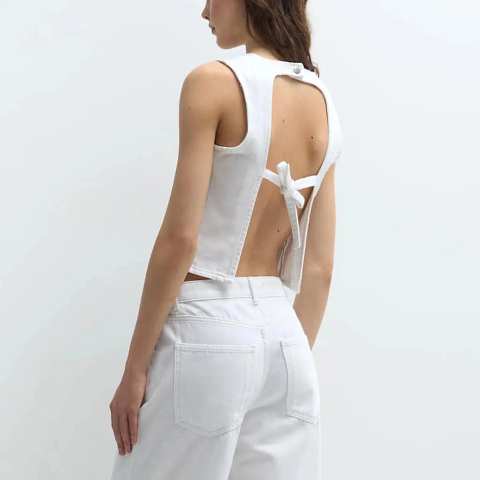 Noa Open-Back Denim Top