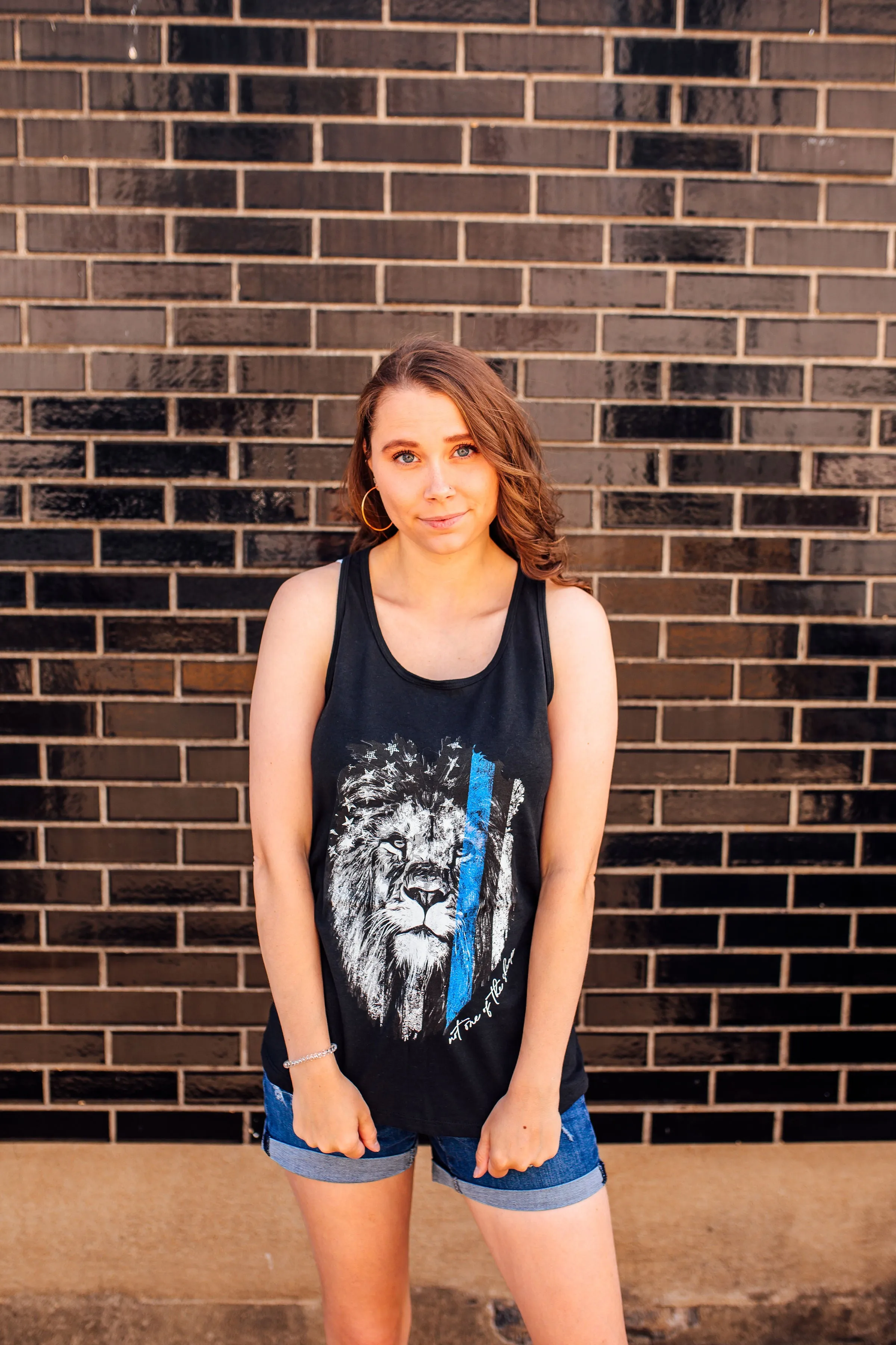 Not One Of The Sheep © Flowy Racerback Tank (Thin Blue Line)