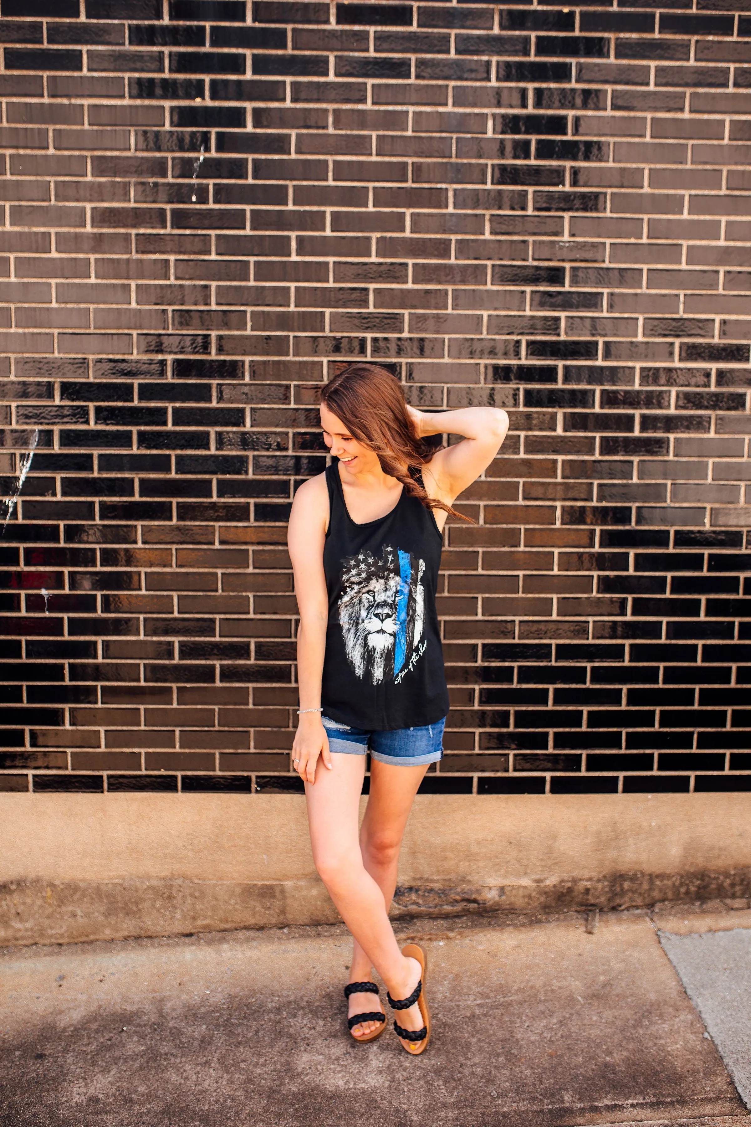 Not One Of The Sheep © Flowy Racerback Tank (Thin Blue Line)