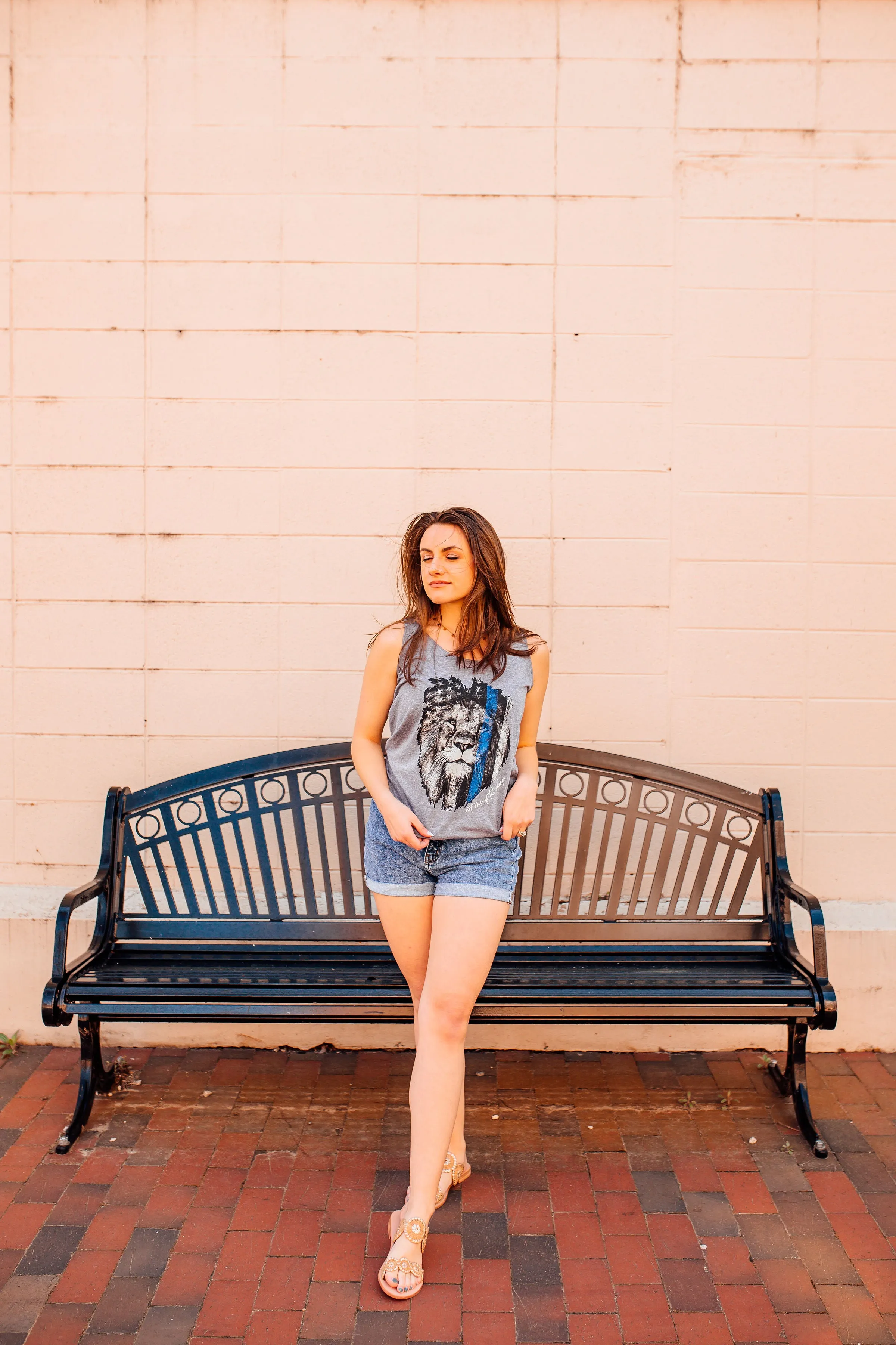 Not One Of The Sheep TBL Distressed Lion © Ladies Tri-Blend Racerback Tank