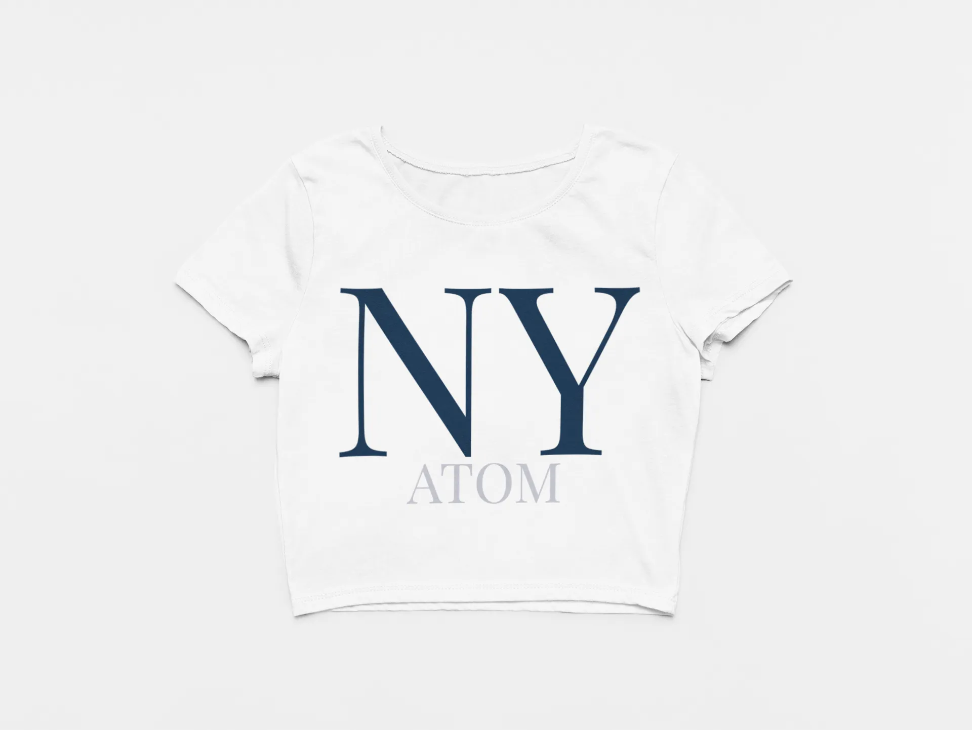 NY ATOM Police Font Navy White Crop Top For Women