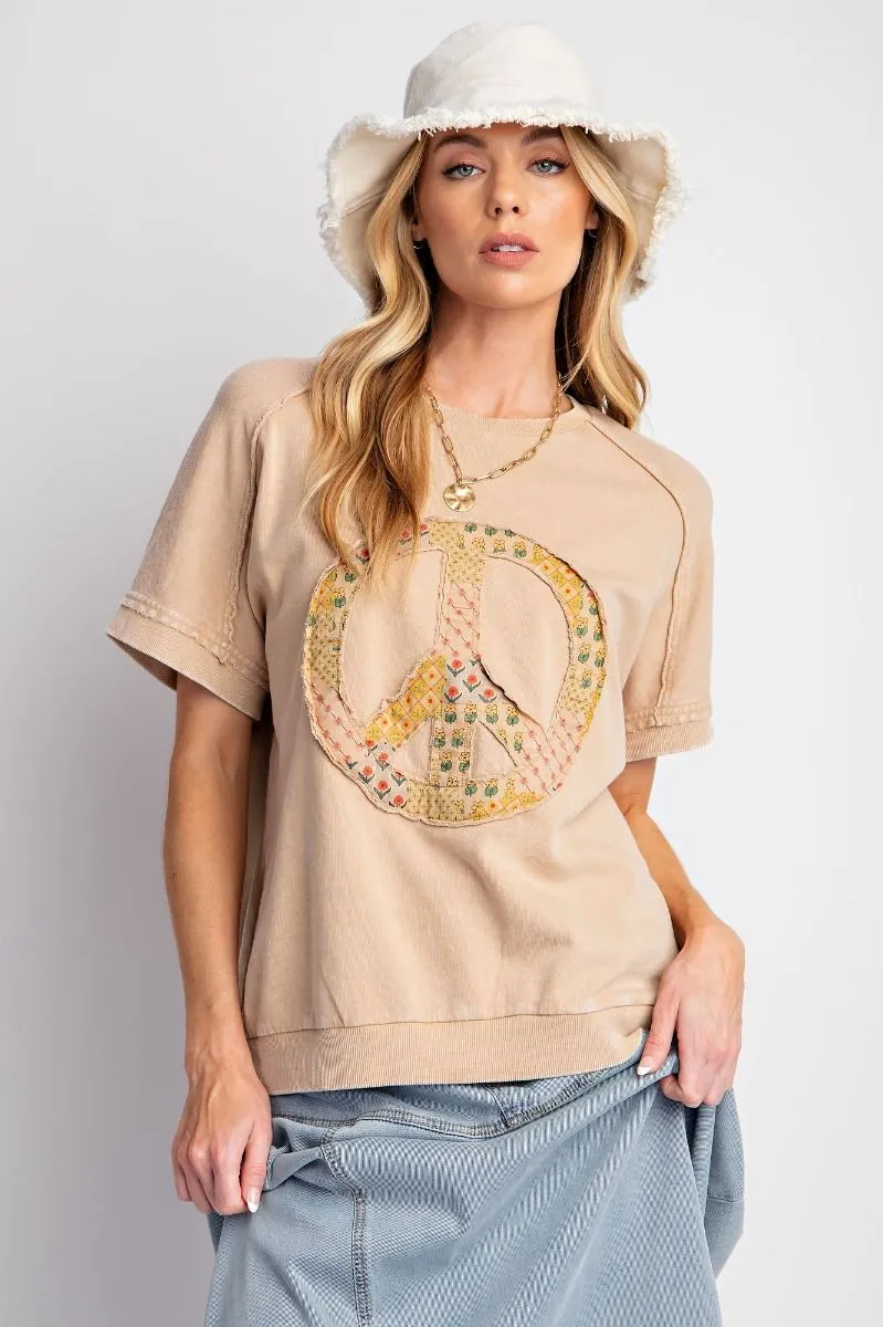 Ophelia Peace Patch Terry Pullover - Khaki