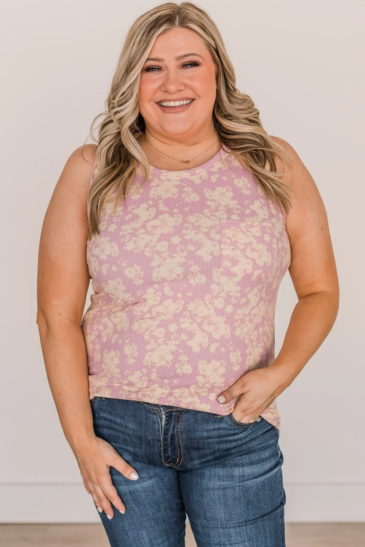 Opportunity Awaits Ribbed Tank- Pink