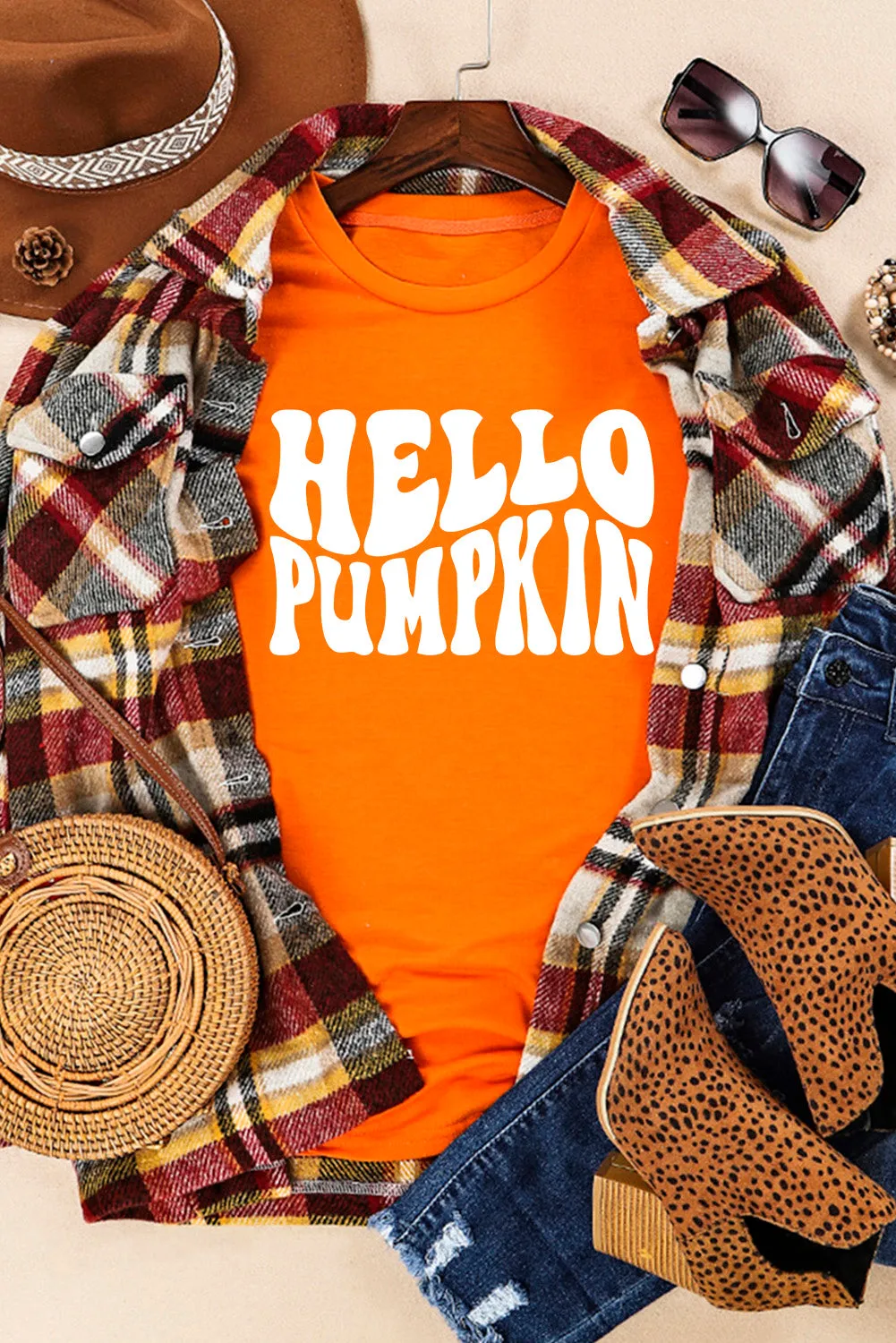 Orange Hello Pumpkin Graphic Tee