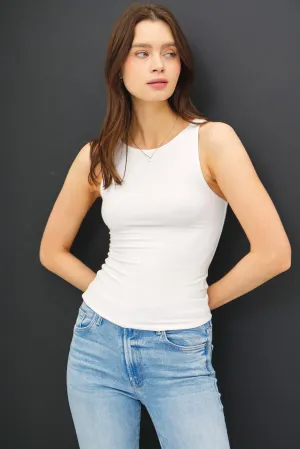 People Watching Basic Boat Neck Tank in Off White