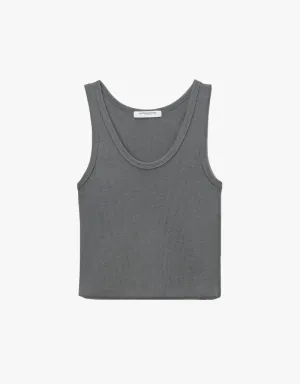 Perfect White Tee Blondie Structured Rib Bra Friendly Tank Top in Dark Heather Grey