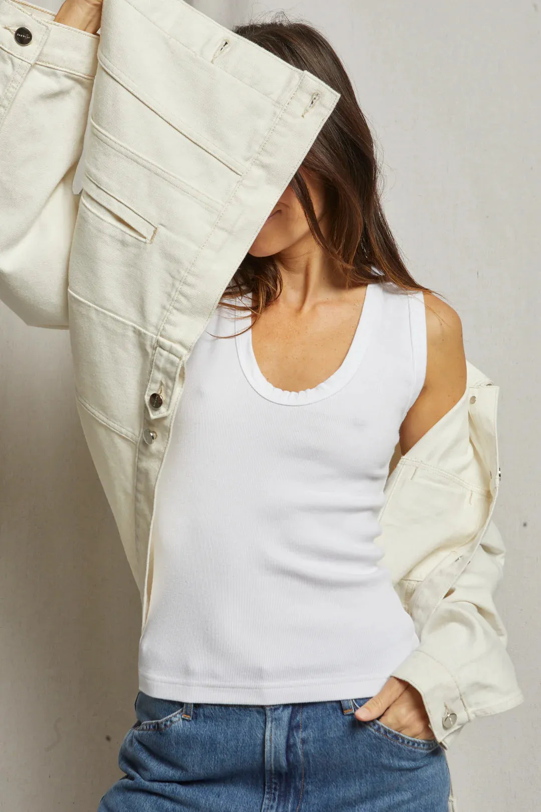 Perfect White Tee - Jordan Ribbed U Neck Tank - White