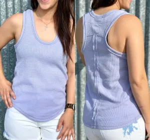 Peri Blue Waffle Scoop Neck