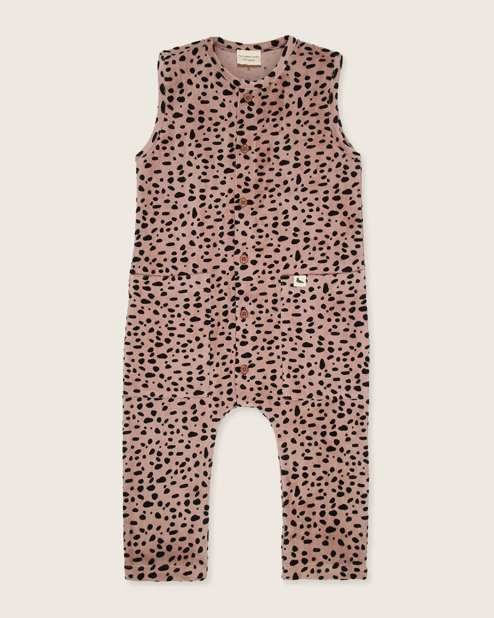Pink Leopard Print Velour Jumpsuit