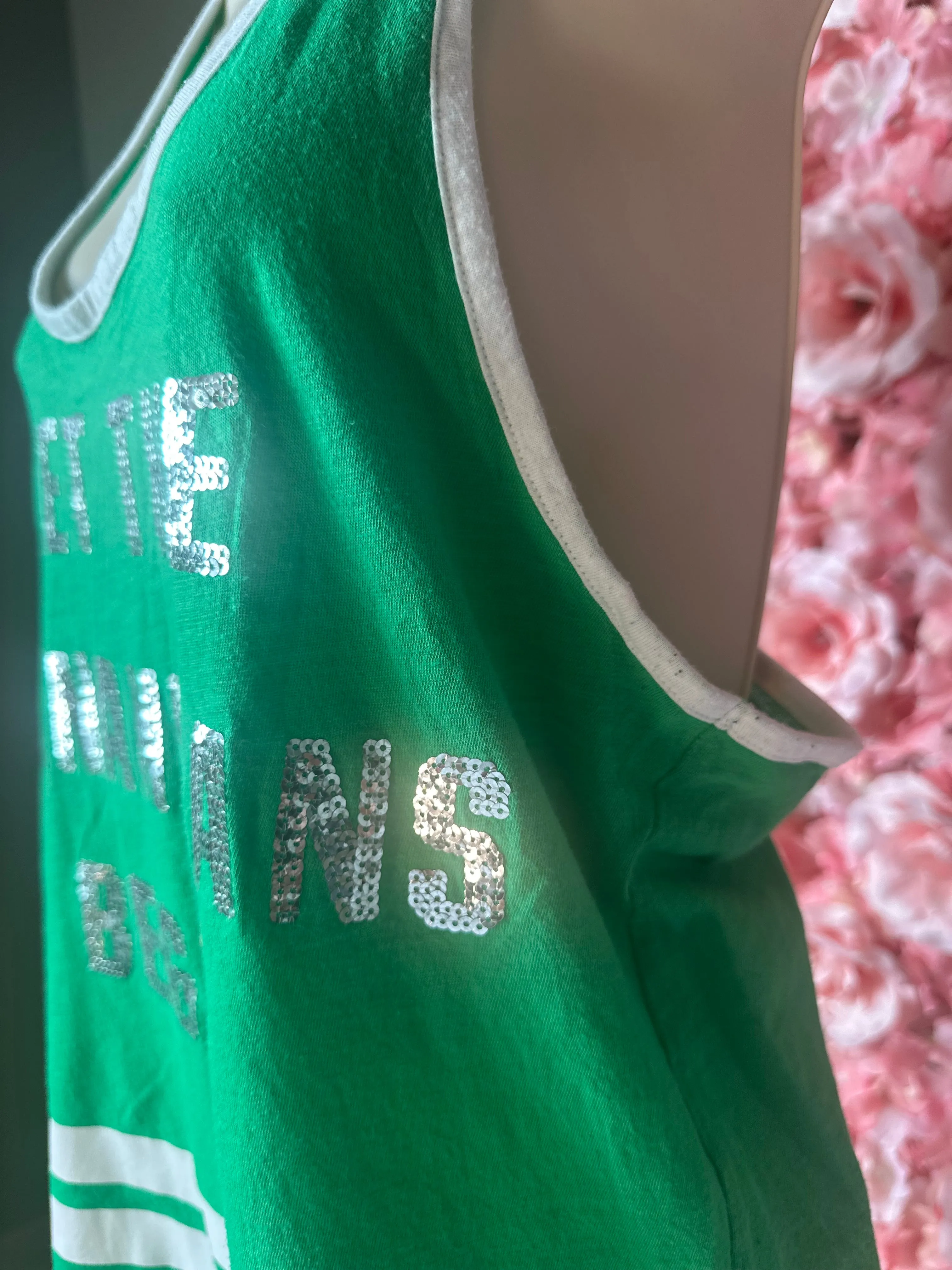 PINK VS (Medium) Green St. Patty Tank Sequin ‘Let The Shenanigan’s Begin’