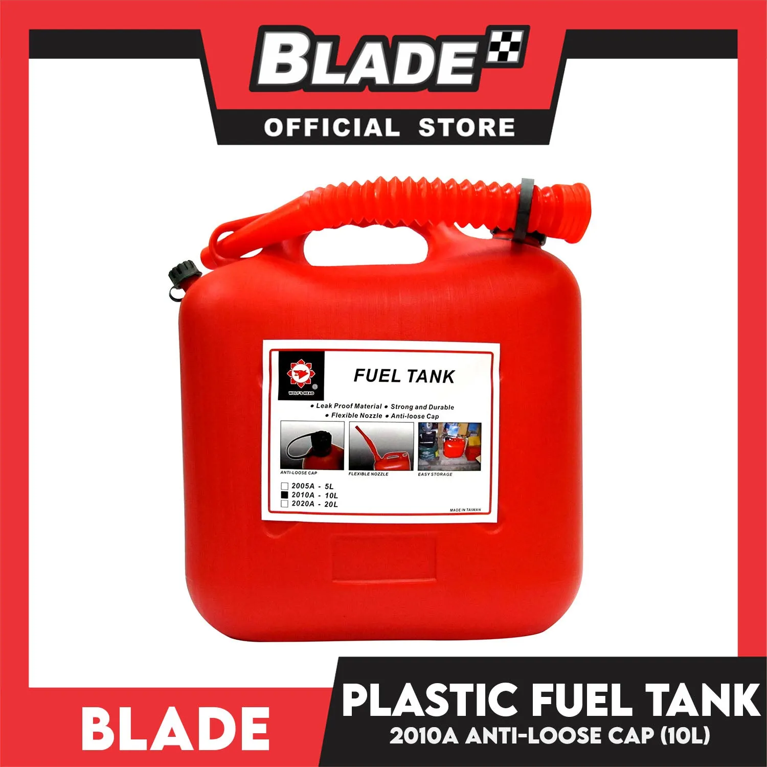 Plastic Fuel Tank 10-Liter Capacity 2010A (Red)