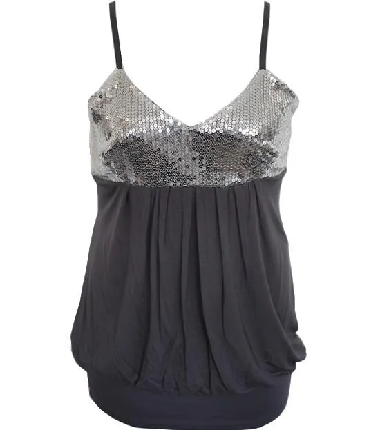 Plus Size Bubble Sparkling Silver Tank Top