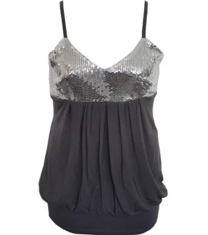 Plus Size Bubble Sparkling Silver Tank Top