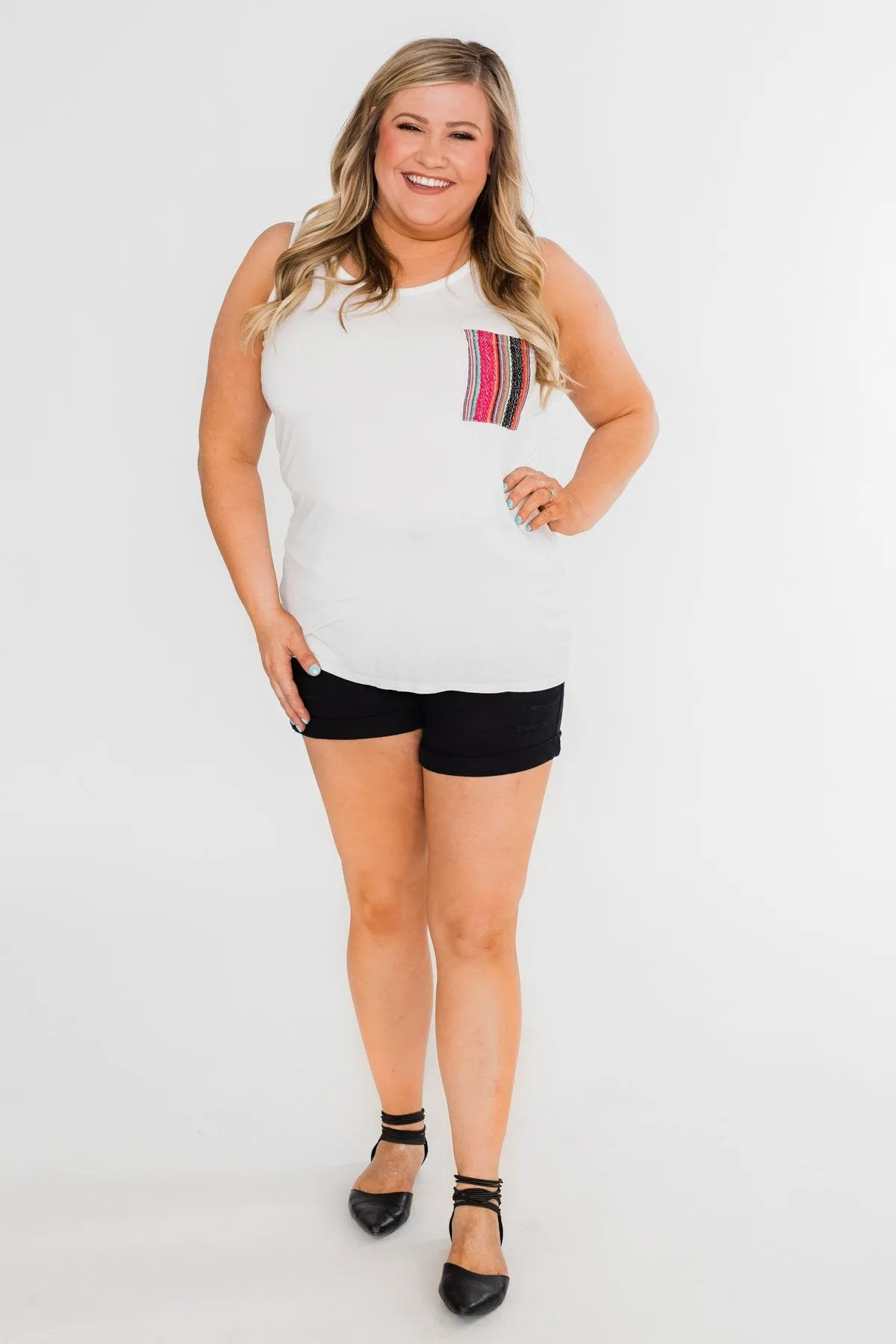 Pocketful of Color Tank Top- Ivory