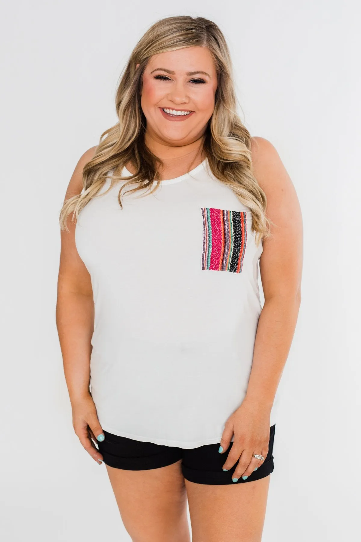 Pocketful of Color Tank Top- Ivory