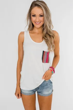 Pocketful of Color Tank Top- Ivory