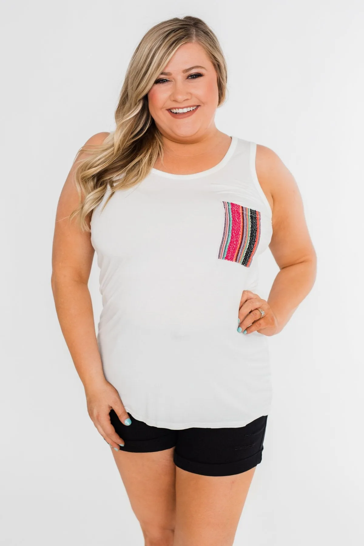 Pocketful of Color Tank Top- Ivory