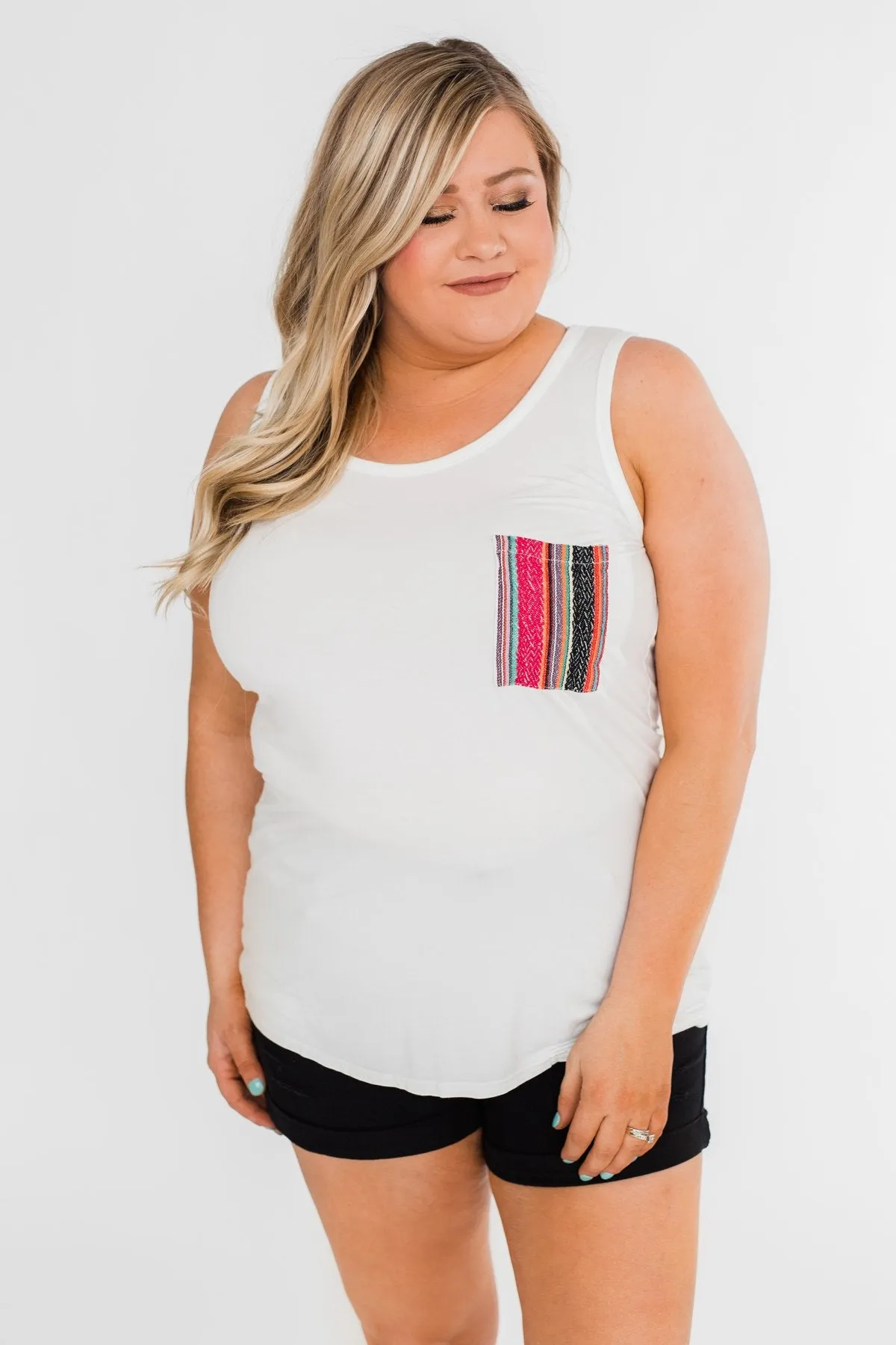 Pocketful of Color Tank Top- Ivory