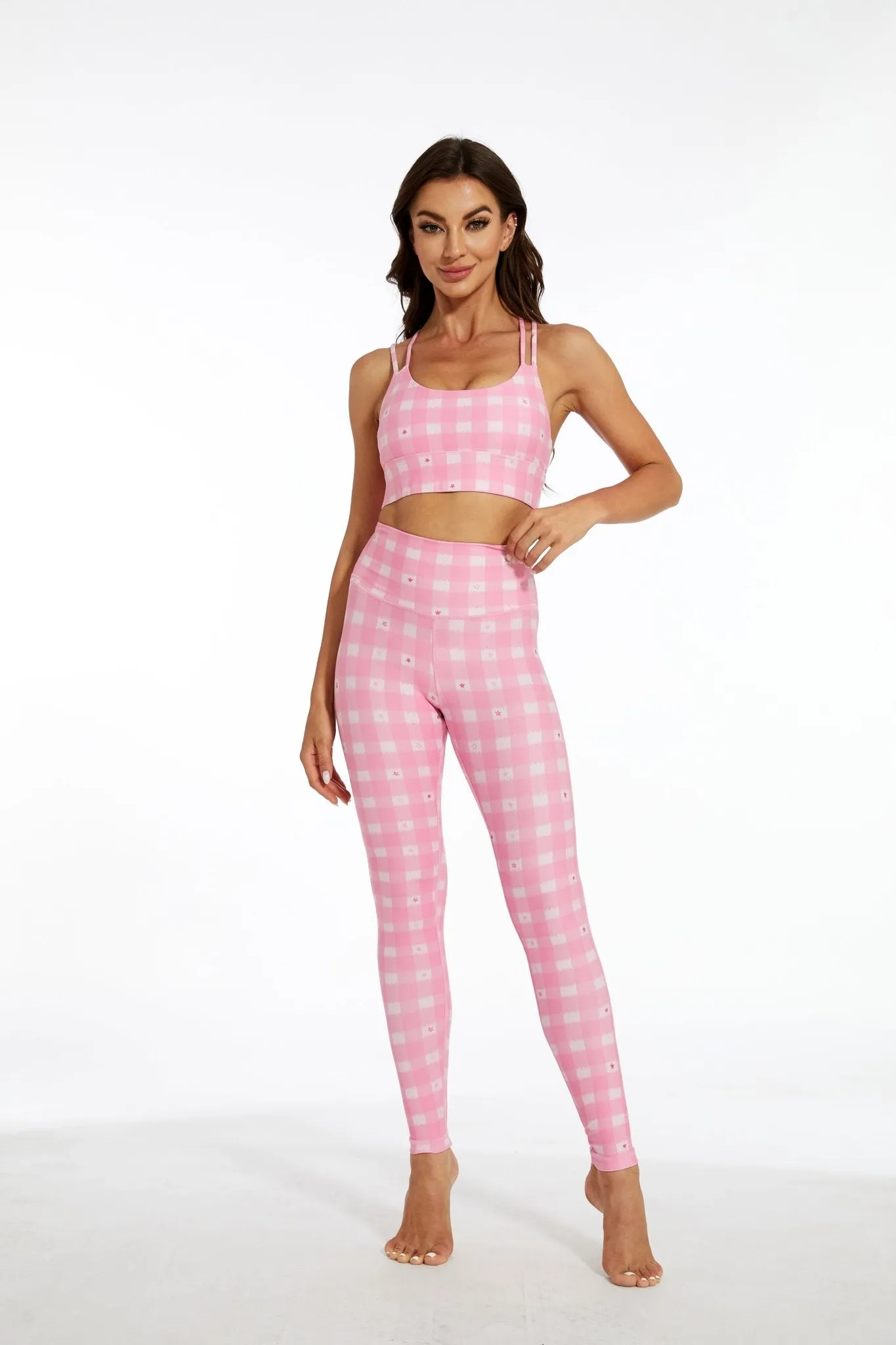 Pretty in Plaid Women's High-Waisted Compression Leggings – Soft Stretchy Yoga Pants for Workout, Lounge & Everyday Style