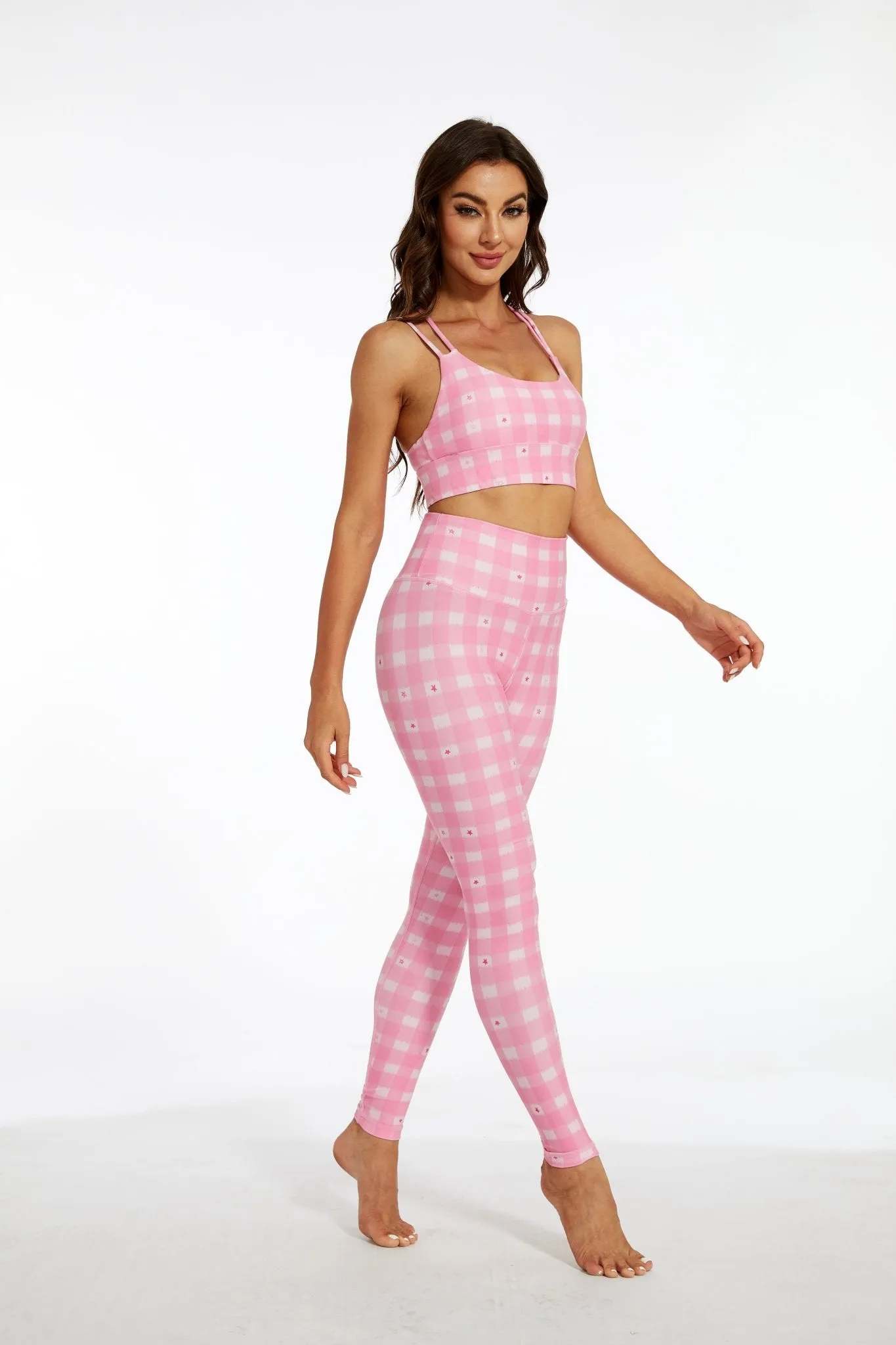Pretty in Plaid Women's High-Waisted Compression Leggings – Soft Stretchy Yoga Pants for Workout, Lounge & Everyday Style