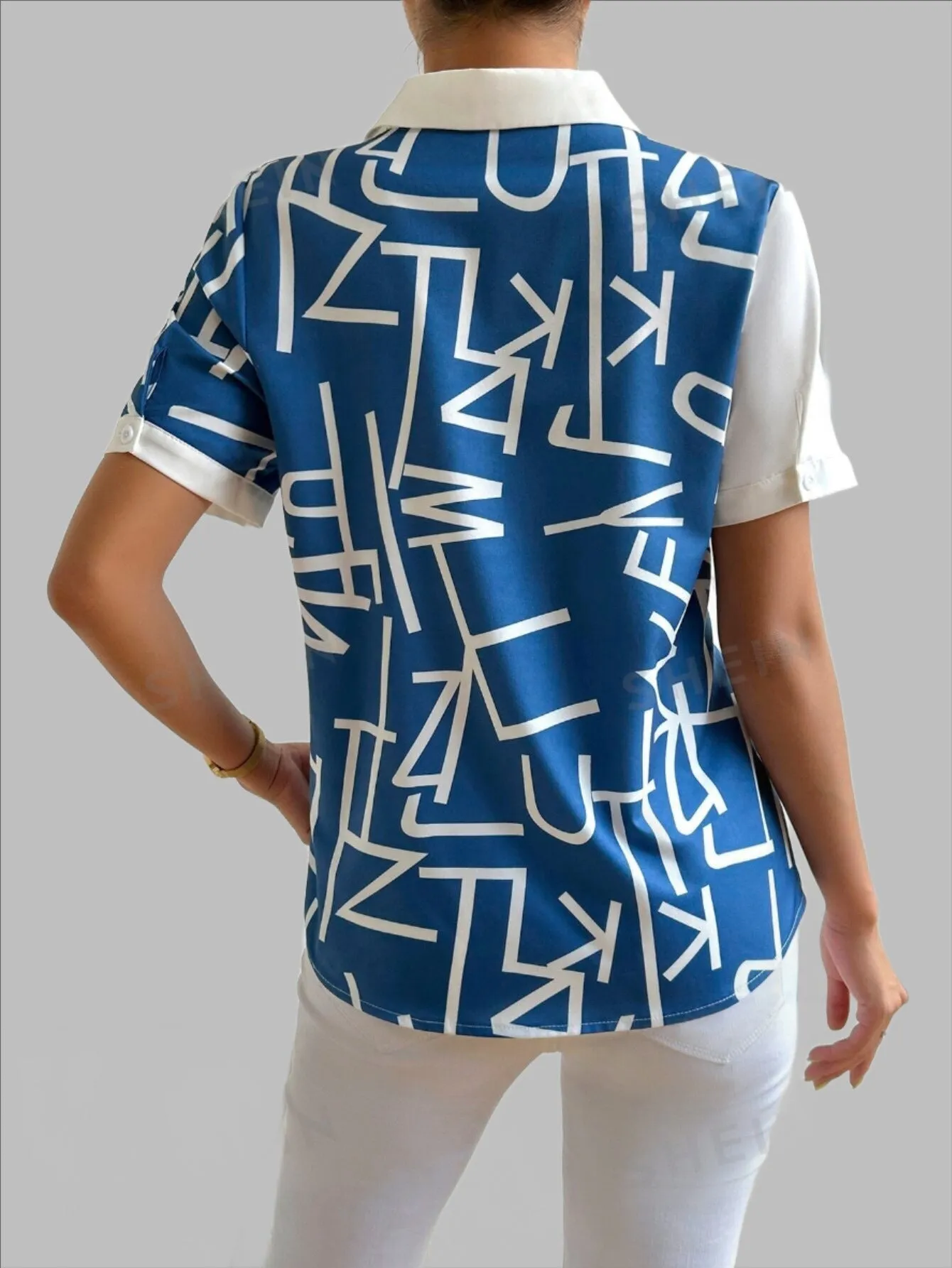 Privé Two Tone & Graphic Button Through Shirt