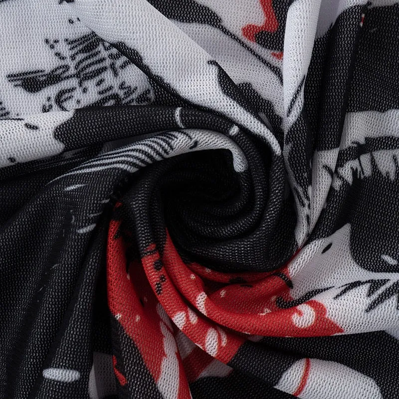 Punk Eyes Graffiti Prints Tissue Tops - 4 Colors