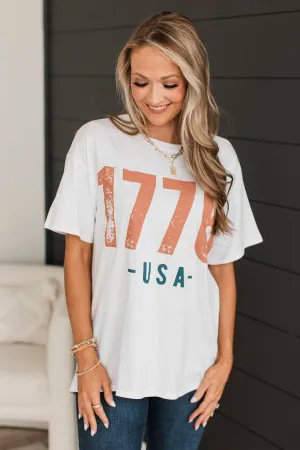 "1776 USA" Graphic Top- White