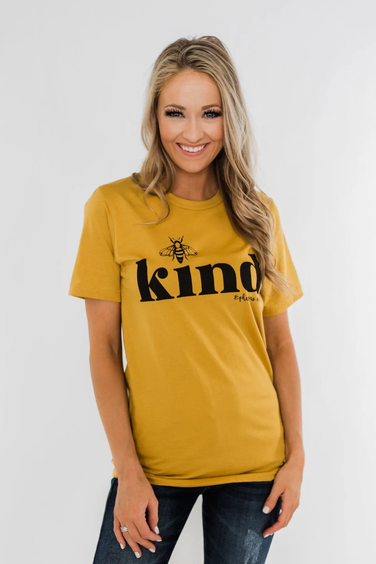 "Bee Kind" Ephesians 4:32 Graphic Tee- Mustard
